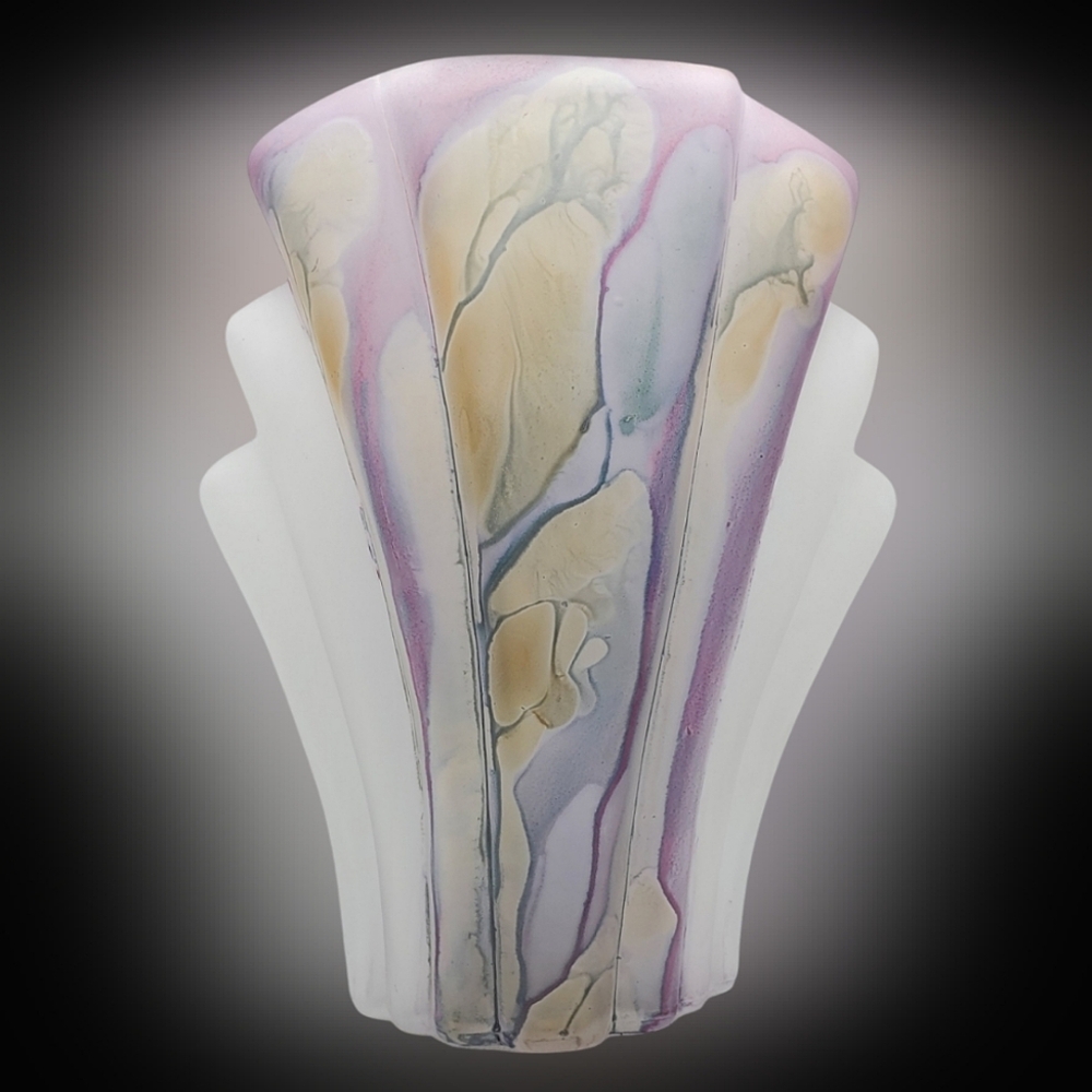 Vintage Rueven Glass Nouveau Art Fan Vase